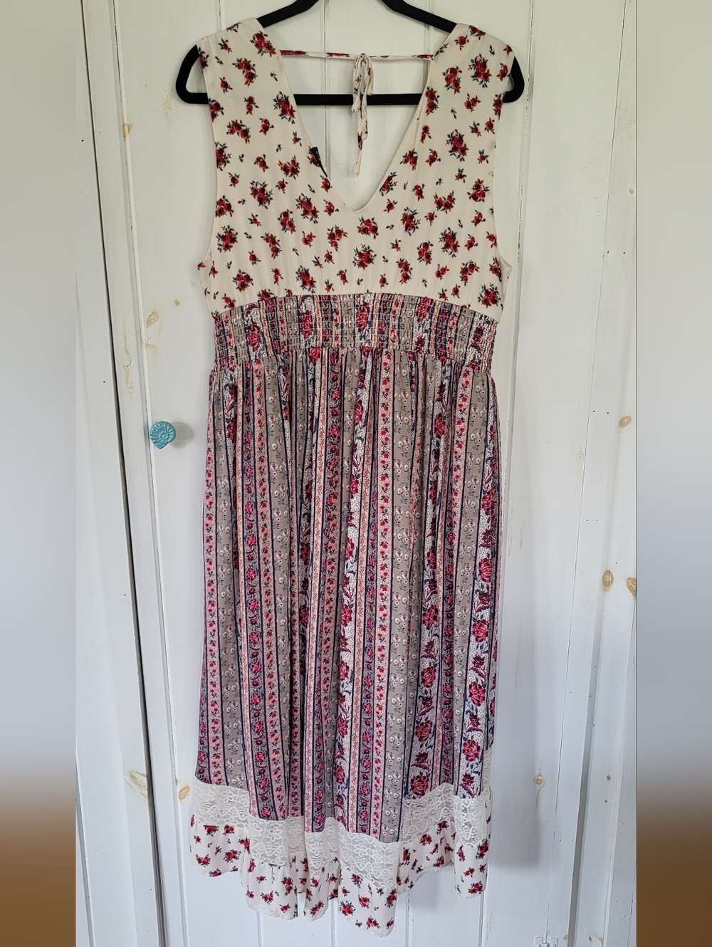 Torrid Maxi Gauze Lace Inset Hi Low Cottagecore Tank Dress - Picture 8 of 9